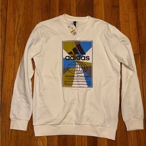 Adidas Men's White Crewneck Sweater with Graphic